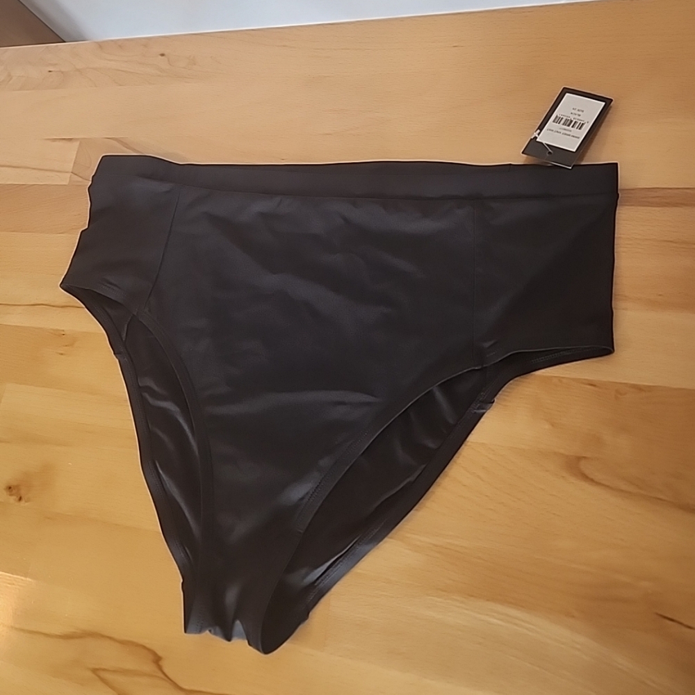 Lane Bryant Black Swim Brief Bikini Bottoms 2X NWT Resort Beach Classic